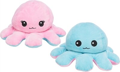 Trixie octopus omkeerbaar pluche roze / lichtblauw