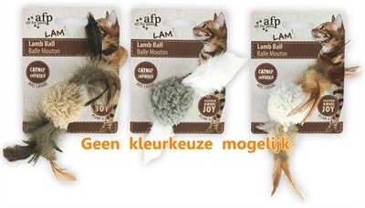 Afp lamb ball lamswol met veren vogel geluid en catnip assorti