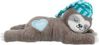 Trixie pluche luiaard grijs met heartbeat voor puppy