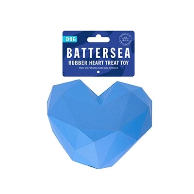 Battersea voerbal hart rubber blauw